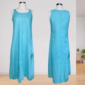 J.Jill 100% Linen Sleeveless Turquoise Maxi Dress